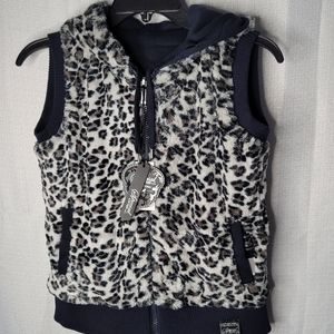 Special One faux fur Leopard Reversible hoodie ves